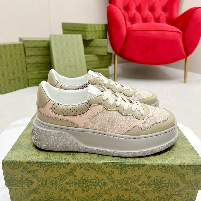 GG TRAINER LIGHT GRAY AND TORTILLA CALFSKIN