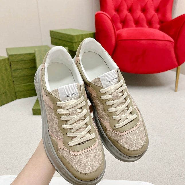 GG TRAINER LIGHT GRAY AND TORTILLA CALFSKIN