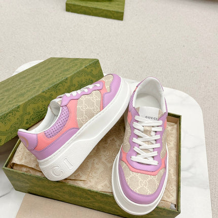GG TRAINER LIGHT GRAY AND PURPLE CALFSKIN