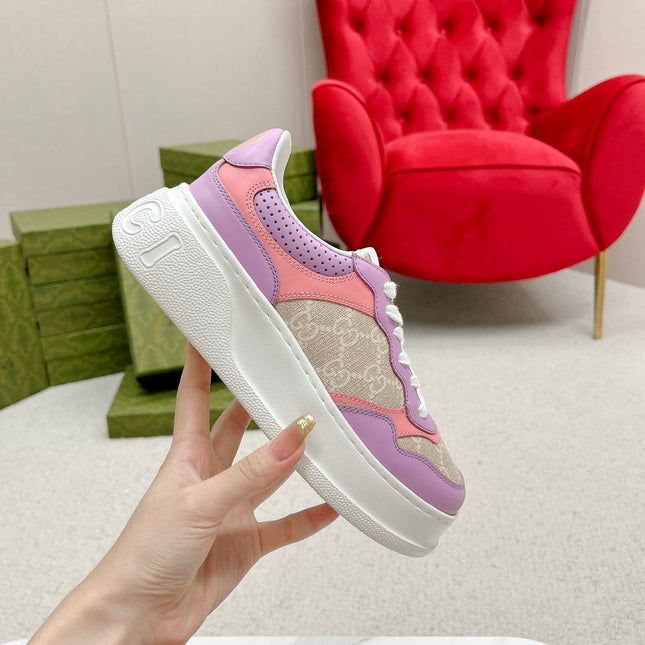 GG TRAINER LIGHT GRAY AND PURPLE CALFSKIN