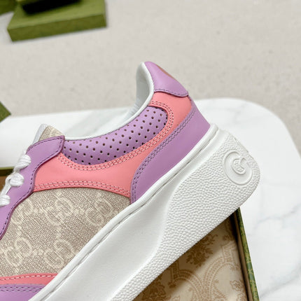 GG TRAINER LIGHT GRAY AND PURPLE CALFSKIN