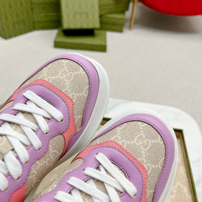 GG TRAINER LIGHT GRAY AND PURPLE CALFSKIN