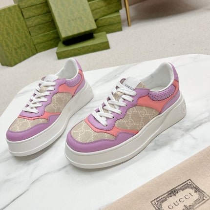 GG TRAINER LIGHT GRAY AND PURPLE CALFSKIN