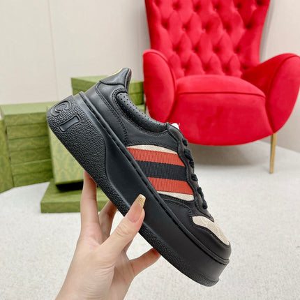 GG TRAINER BLACK AND CREAM CALFSKIN