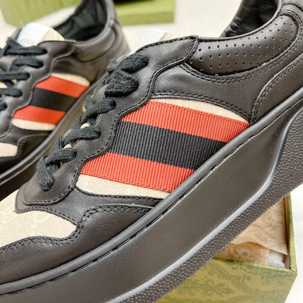 GG TRAINER BLACK AND CREAM CALFSKIN