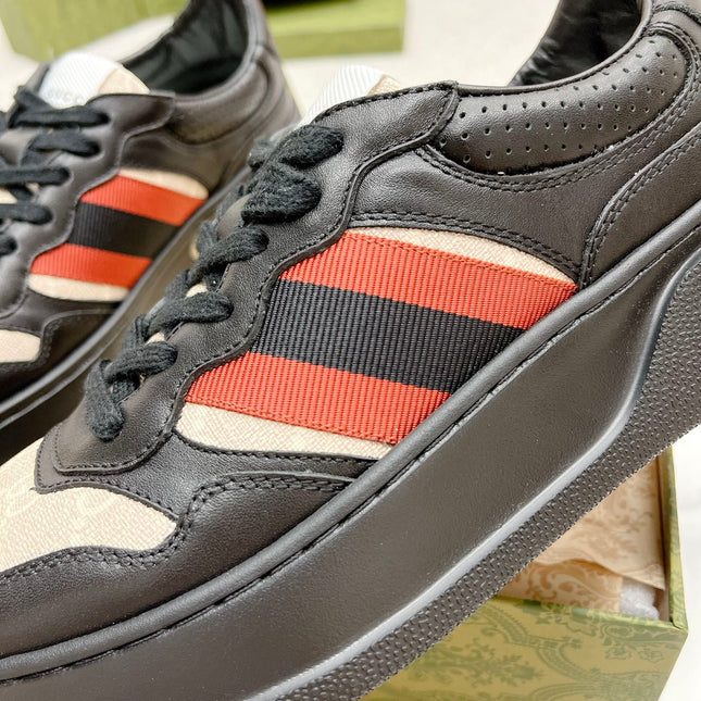 GG TRAINER BLACK AND CREAM CALFSKIN