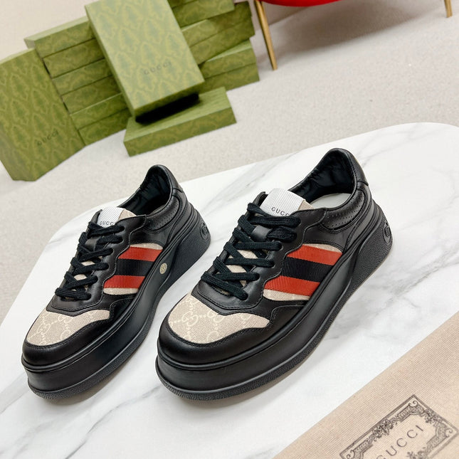 GG TRAINER BLACK AND CREAM CALFSKIN
