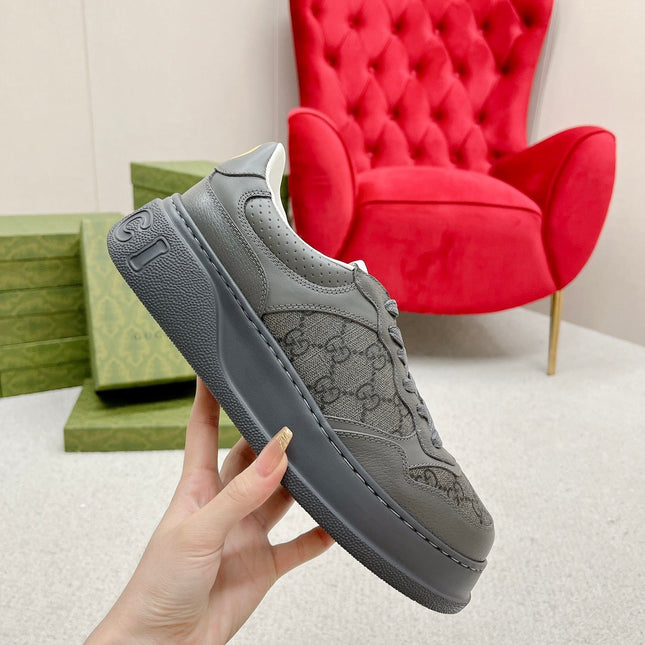GG TRAINER BRIGHT GRAY CALFSKIN