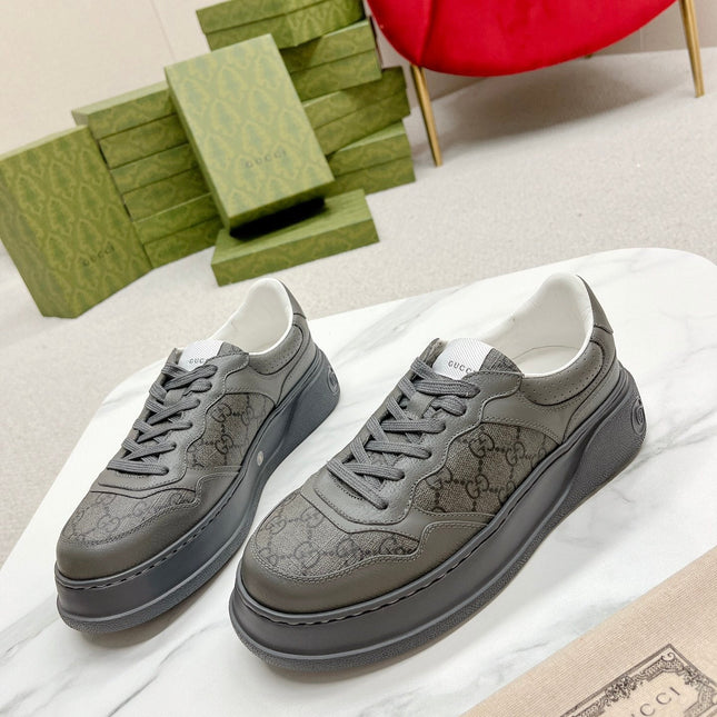 GG TRAINER BRIGHT GRAY CALFSKIN