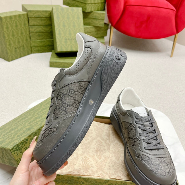 GG TRAINER BRIGHT GRAY CALFSKIN