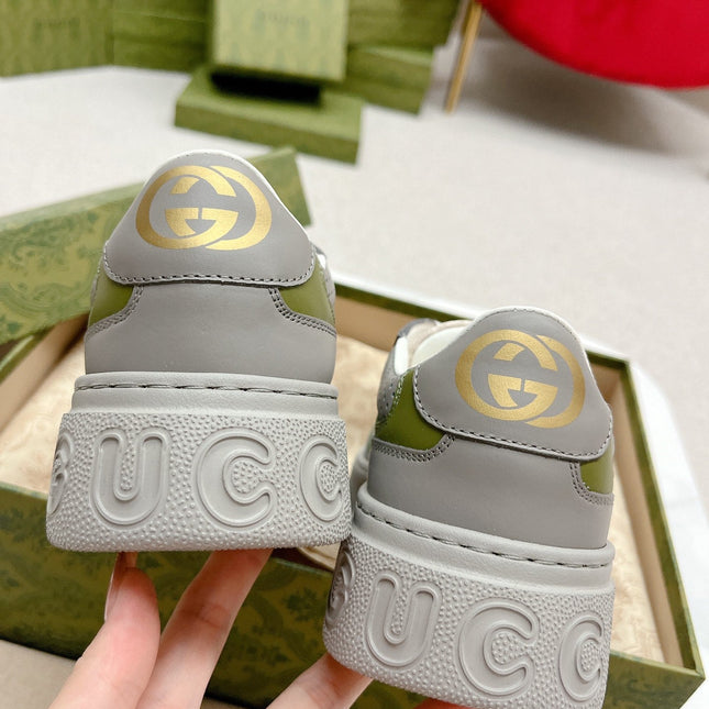 GG TRAINER GRAY AND CREAMY WHITE CALFSKIN