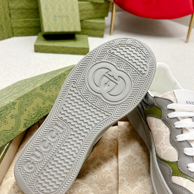 GG TRAINER GRAY AND CREAMY WHITE CALFSKIN