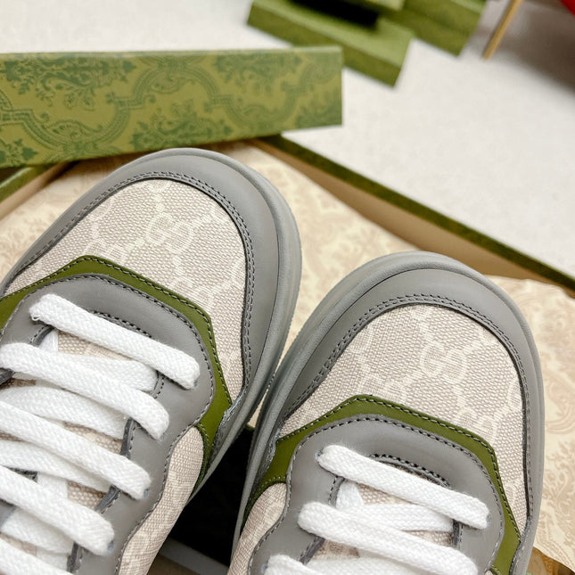 GG TRAINER GRAY AND CREAMY WHITE CALFSKIN