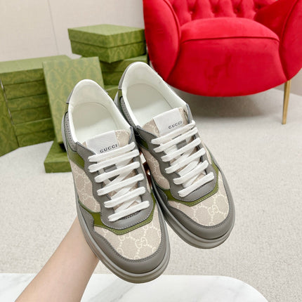 GG TRAINER GRAY AND CREAMY WHITE CALFSKIN