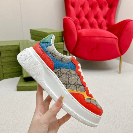 GG TRAINER LIGHT BROWN AND CANDY CALFSKIN