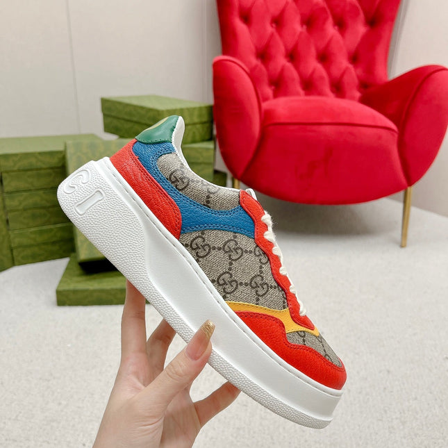 GG TRAINER LIGHT BROWN AND CANDY CALFSKIN