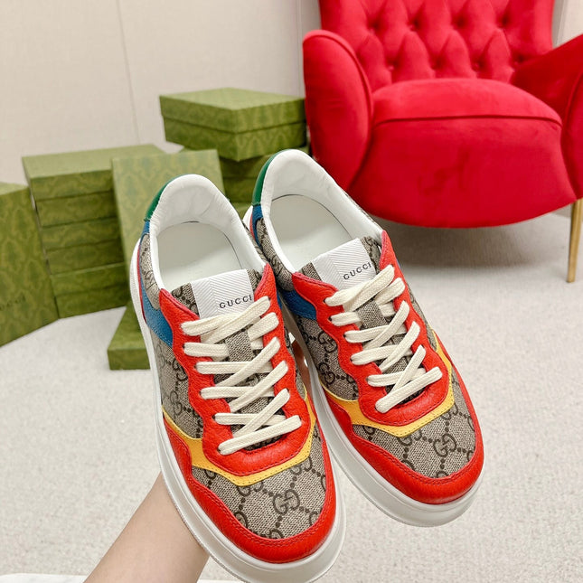 GG TRAINER LIGHT BROWN AND CANDY CALFSKIN