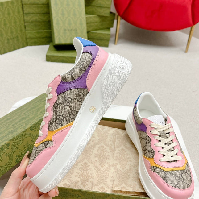 GG TRAINER LIGHT BROWN AND PINK CALFSKIN