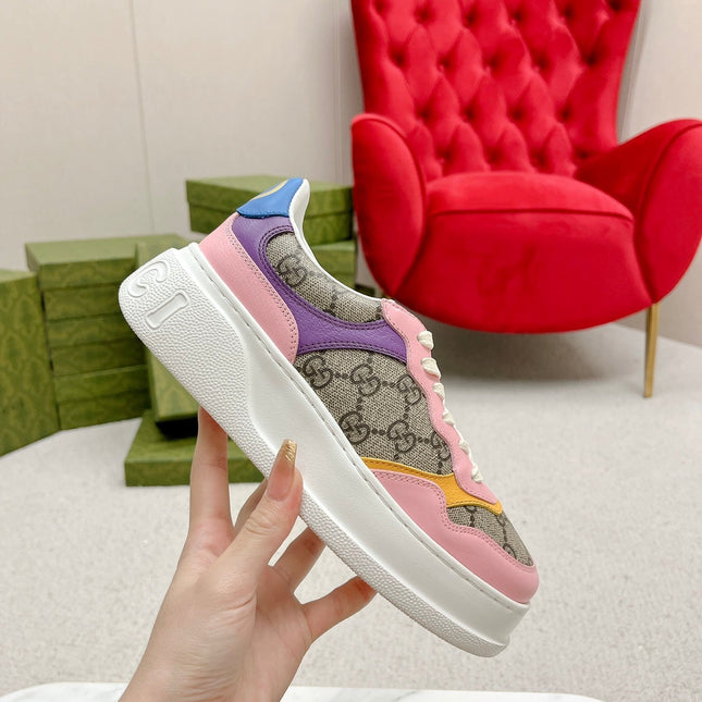 GG TRAINER LIGHT BROWN AND PINK CALFSKIN