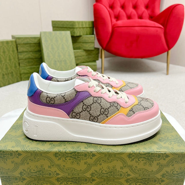 GG TRAINER LIGHT BROWN AND PINK CALFSKIN