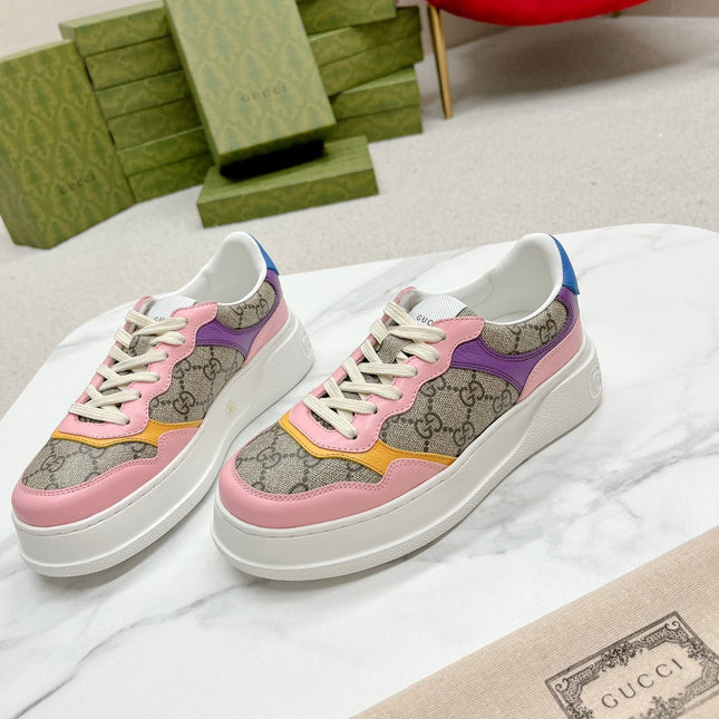 GG TRAINER LIGHT BROWN AND PINK CALFSKIN