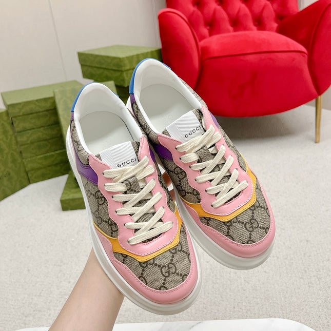 GG TRAINER LIGHT BROWN AND PINK CALFSKIN