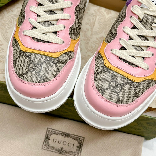 GG TRAINER LIGHT BROWN AND PINK CALFSKIN