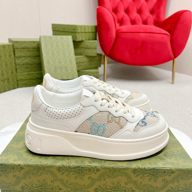 GG TRAINER WHITE AND CREAM CALFSKIN