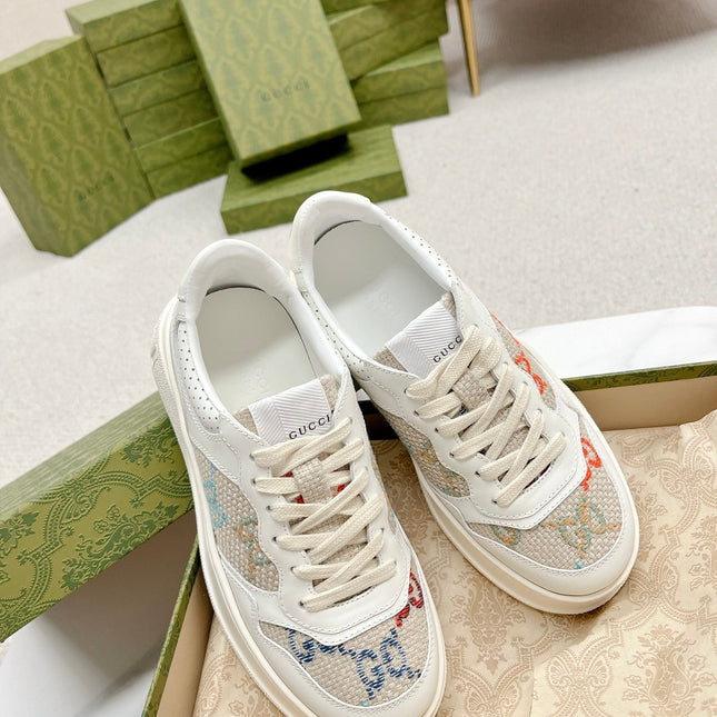 GG TRAINER WHITE AND CREAM CALFSKIN