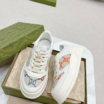GG TRAINER WHITE AND CREAM CALFSKIN