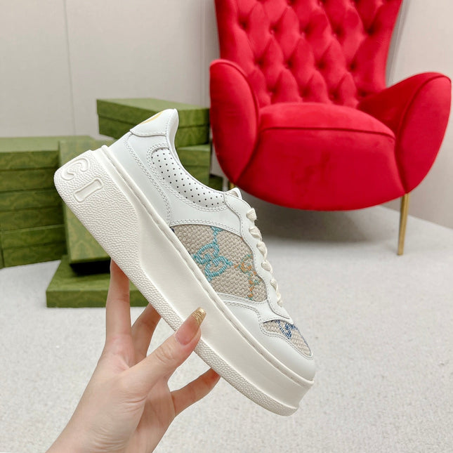 GG TRAINER WHITE AND CREAM CALFSKIN