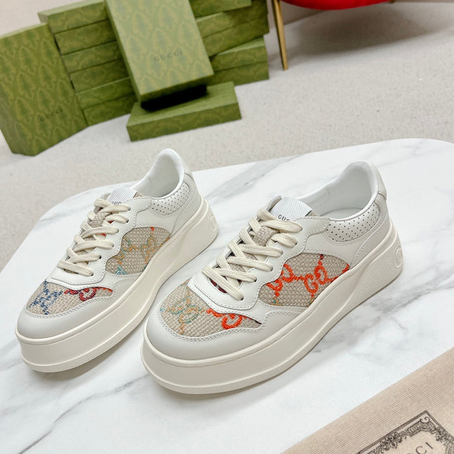 GG TRAINER WHITE AND CREAM CALFSKIN