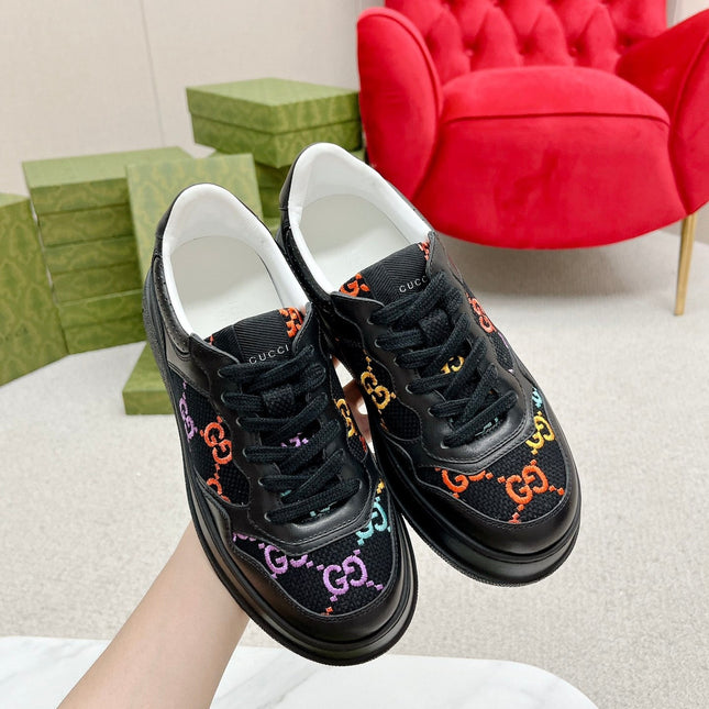 GG TRAINER BLACK CALFSKIN WITH PATTERN