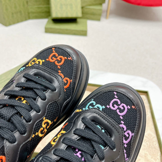 GG TRAINER BLACK CALFSKIN WITH PATTERN