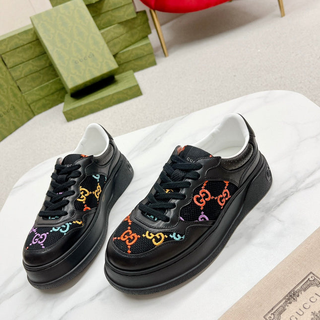 GG TRAINER BLACK CALFSKIN WITH PATTERN