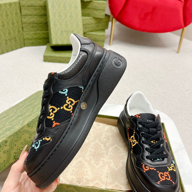 GG TRAINER BLACK CALFSKIN WITH PATTERN