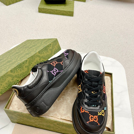 GG TRAINER BLACK CALFSKIN WITH PATTERN