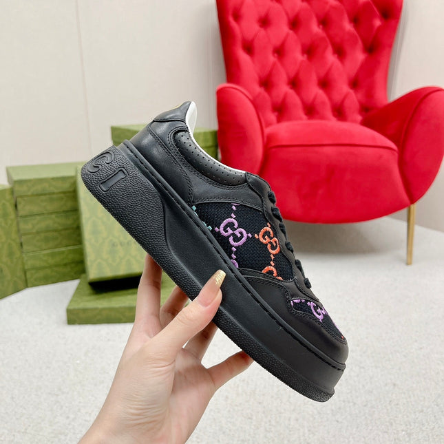 GG TRAINER BLACK CALFSKIN WITH PATTERN