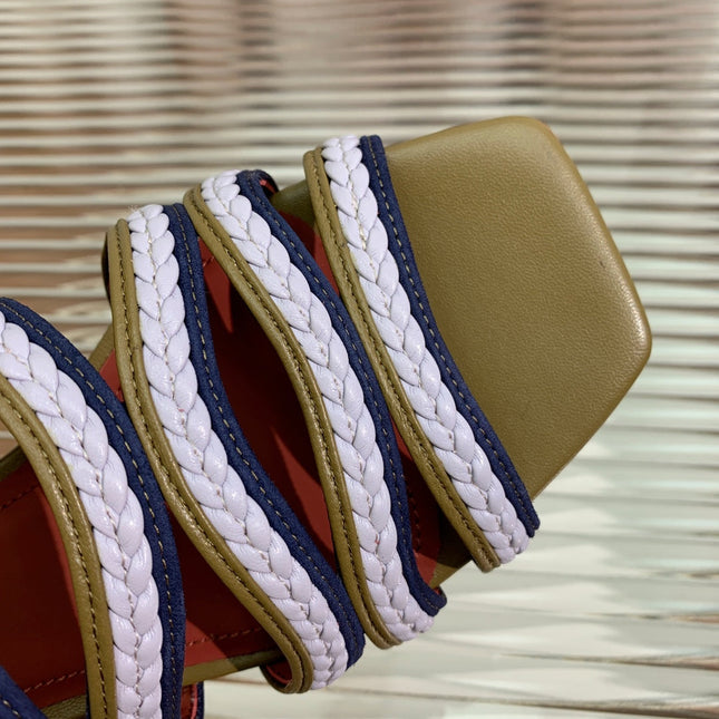 LP SPRIGHTLY CHARMS SANDAL WHITE AND OLIVE CALFSKIN