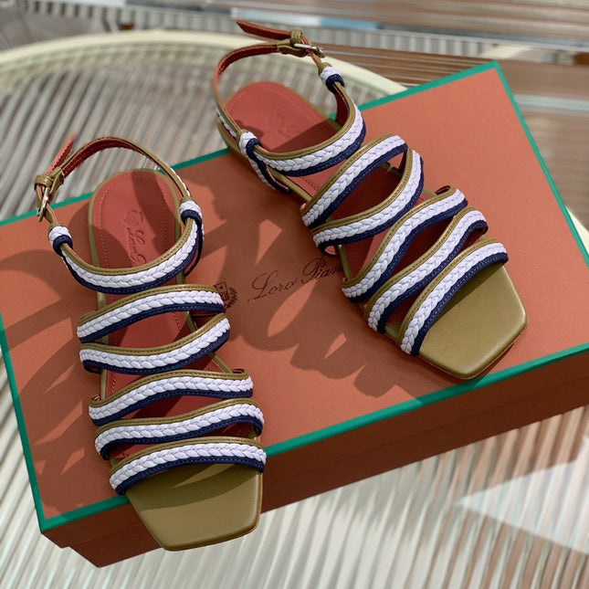 LP SPRIGHTLY CHARMS SANDAL WHITE AND OLIVE CALFSKIN