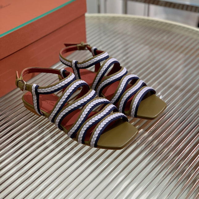 LP SPRIGHTLY CHARMS SANDAL WHITE AND OLIVE CALFSKIN