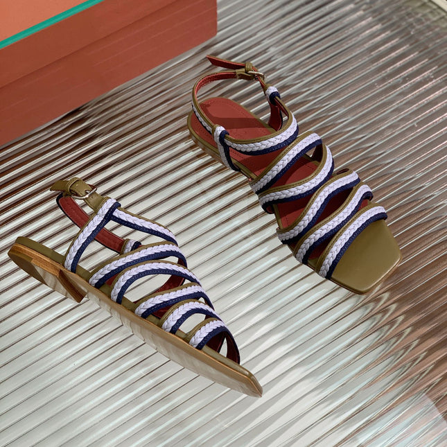 LP SPRIGHTLY CHARMS SANDAL WHITE AND OLIVE CALFSKIN