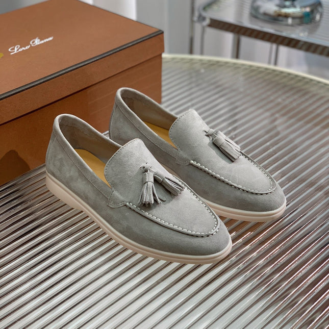 LP SUMMER WALK TASSELS LOAFERS LIGHT GRAY SUEDE
