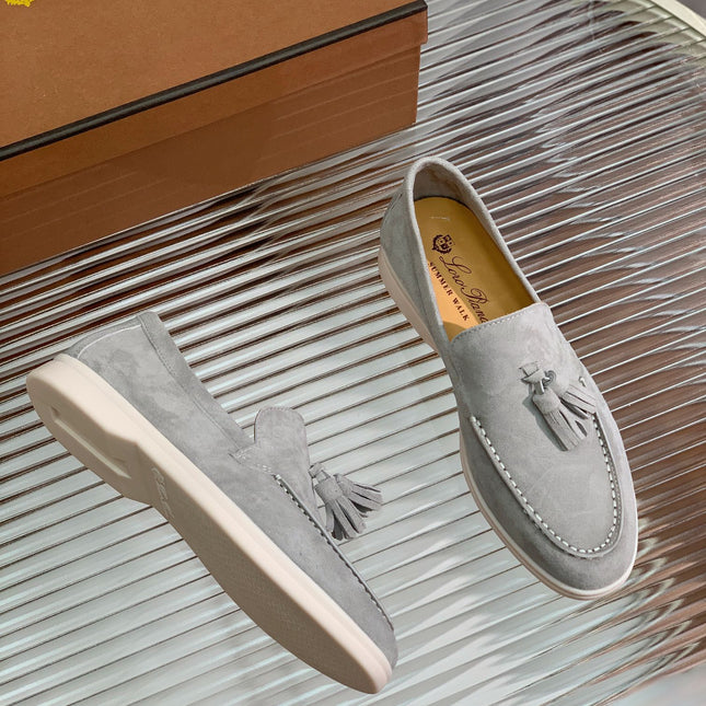 LP SUMMER WALK TASSELS LOAFERS LIGHT GRAY SUEDE