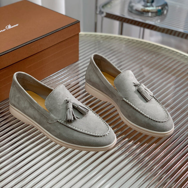LP SUMMER WALK TASSELS LOAFERS LIGHT GRAY SUEDE
