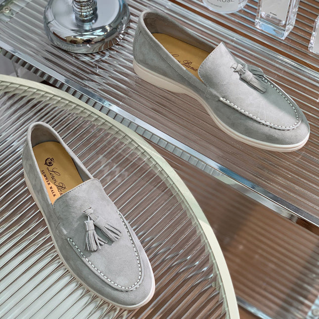 LP SUMMER WALK TASSELS LOAFERS LIGHT GRAY SUEDE