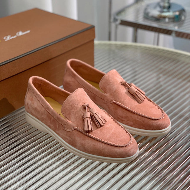 LP SUMMER WALK TASSELS LOAFERS BLUSH PINK SUEDE