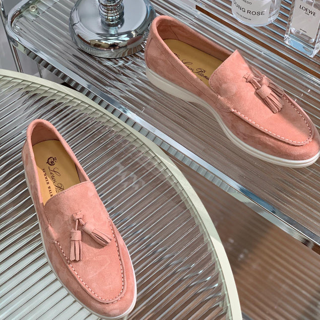 LP SUMMER WALK TASSELS LOAFERS BLUSH PINK SUEDE