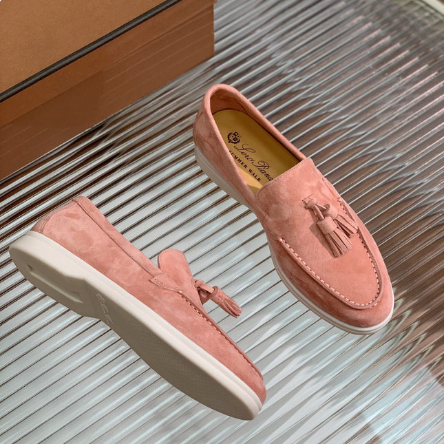 LP SUMMER WALK TASSELS LOAFERS BLUSH PINK SUEDE