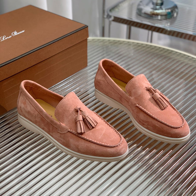 LP SUMMER WALK TASSELS LOAFERS BLUSH PINK SUEDE
